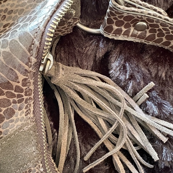 Express Gray Snakeskin Hobo Bag with Fringe - Picture 12 of 12